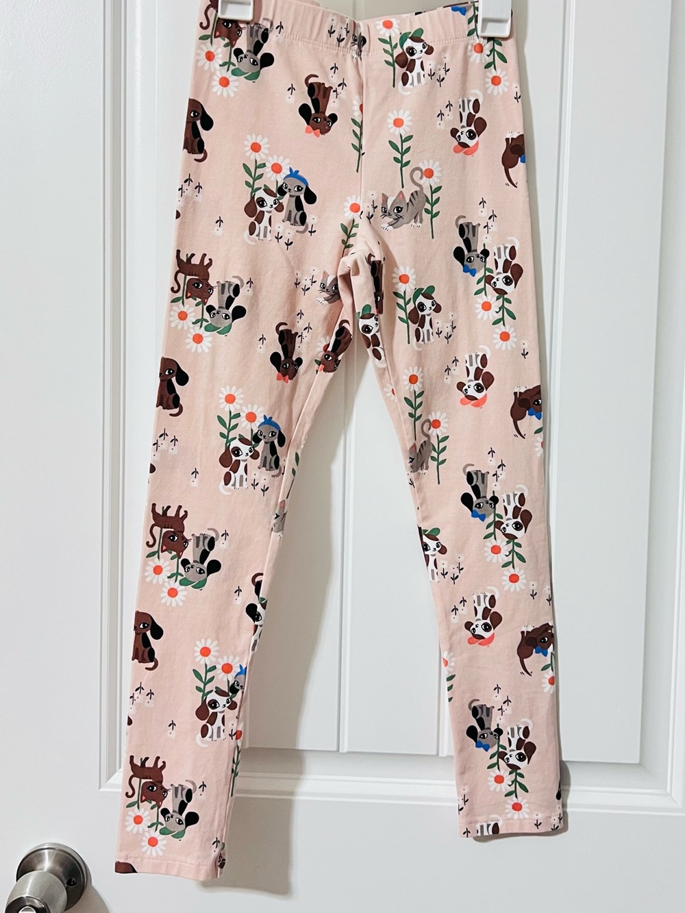 H&M Pink Leggings with Dog & Floral Print